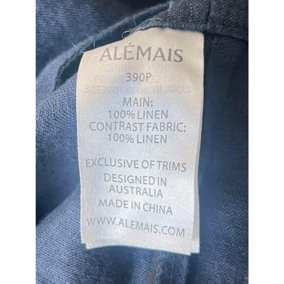 Alemais Sea Queen Scalloped Linen Playsuit Navy Nautical Halter AU 4 US 0 - Picture 13 of 14